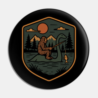 Bigfoot Loch Ness Monster Fishing Pin