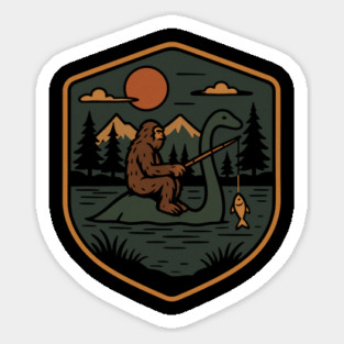 Bigfoot Loch Ness Monster Fishing Sticker