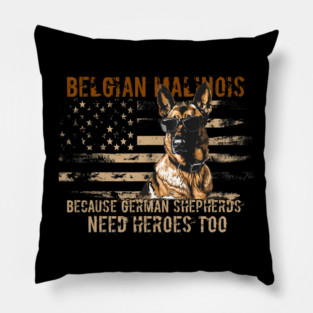 Belgian Malinois American Flag Dog Pillow