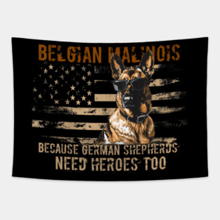 Belgian Malinois American Flag Dog Tapestry