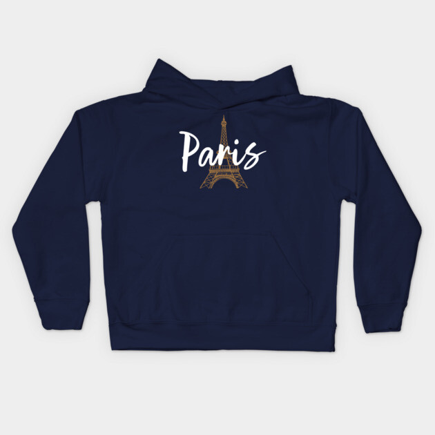 Paris France Eiffel Tower Minimalist Design Kids Hoodie by DonWillisJrArt