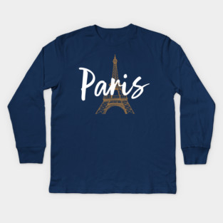 Paris France Eiffel Tower Minimalist Design Kids Long Sleeve T-Shirt