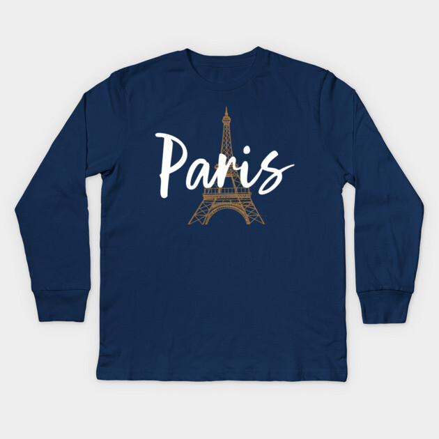 Paris France Eiffel Tower Minimalist Design Kids Long Sleeve T-Shirt by DonWillisJrArt