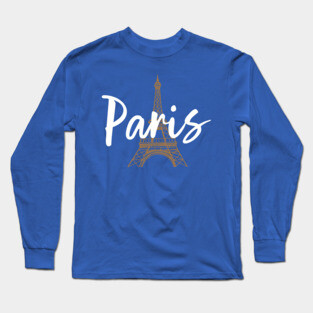 Paris France Eiffel Tower Minimalist Design Long Sleeve T-Shirt