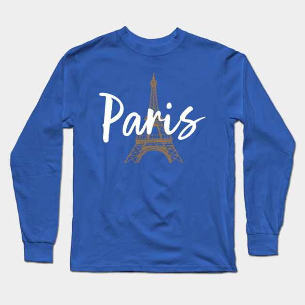 Paris France Eiffel Tower Minimalist Design Long Sleeve T-Shirt by DonWillisJrArt