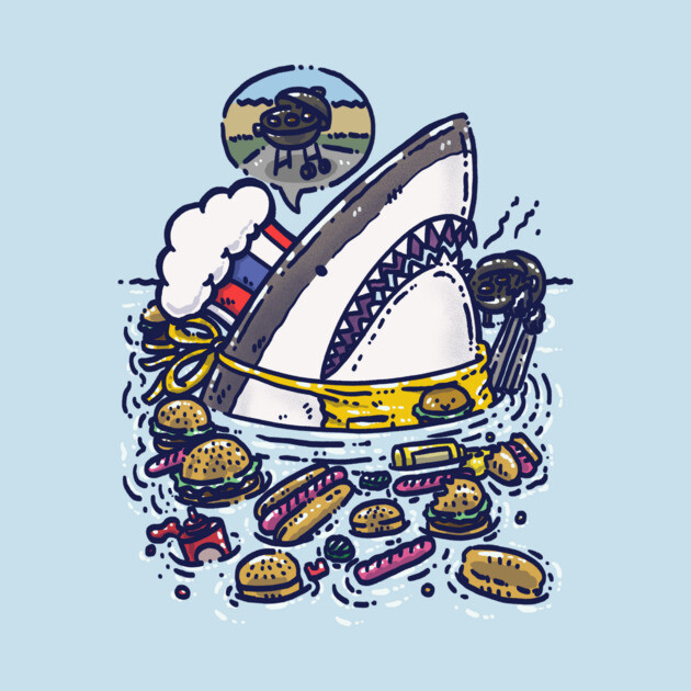 Summertime Burgers And Dogs Shark by nickv47