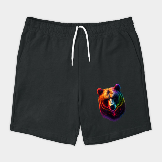 Pride Rainbow Bear Face - LGBTQ Bear in Neon Cosmic Colors by WarFX Designs