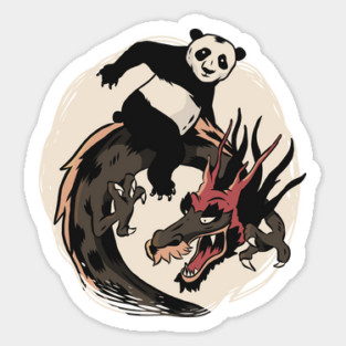 Panda Riding A Dragon Sticker