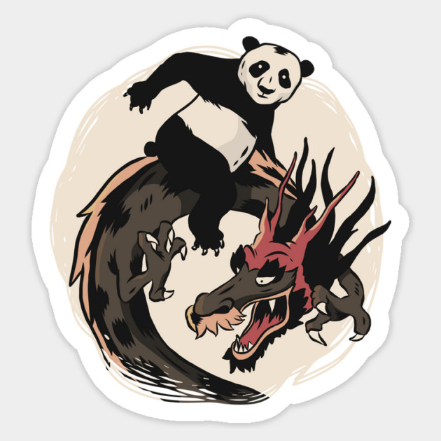 Panda Riding A Dragon Magnet by Cosmo Gazoo