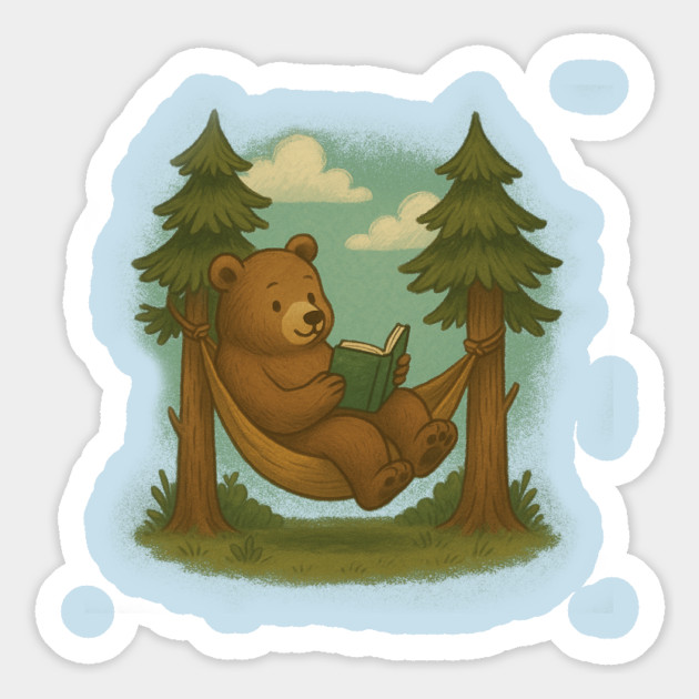 Reading Bear in a Hammock Magnet by stayfrostybro