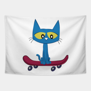 Blue Cat Skateboarding Cap Tapestry