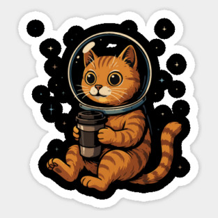 Caffeinated Space Cat Sticker