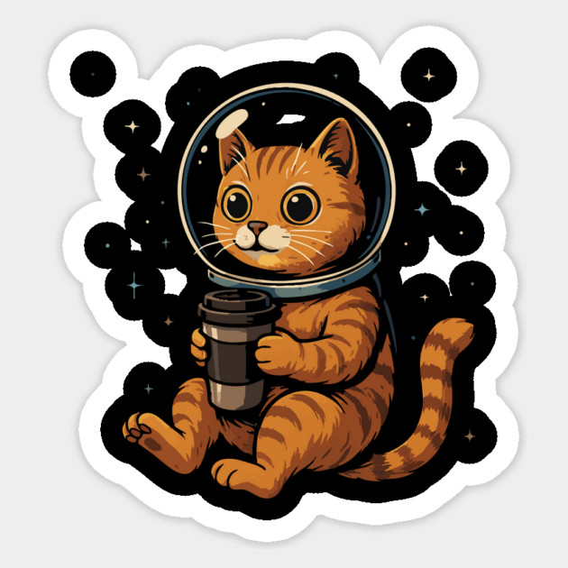 Caffeinated Space Cat Sticker by stayfrostybro