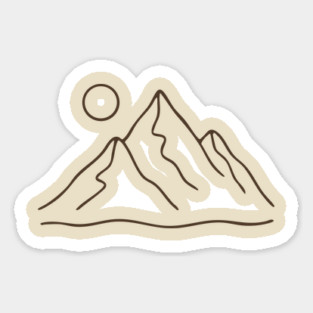 Minimal Mountain Line Art Sticker