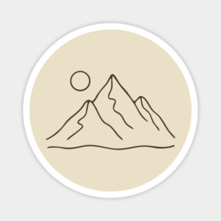 Minimal Mountain Line Art Magnet