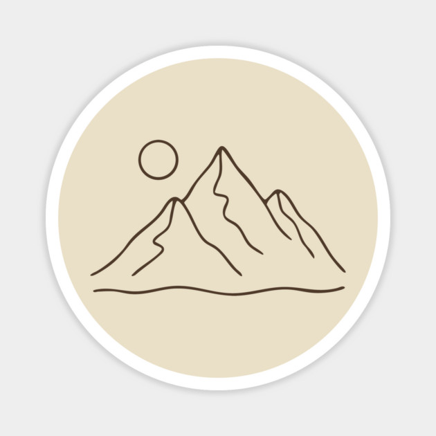 Minimal Mountain Line Art Magnet by stayfrostybro