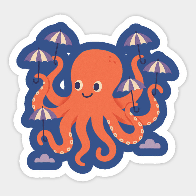 Octopus in the Clouds Sticker by stayfrostybro