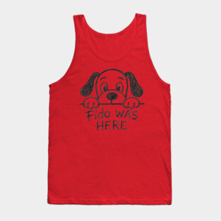 Fido Was Here – Funny Hand-Drawn Dog Doodle Design Tank Top
