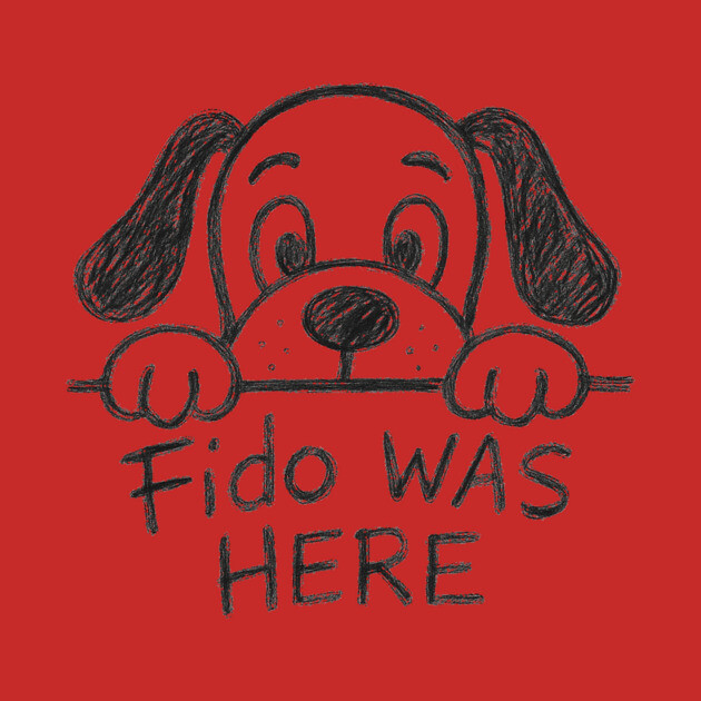 Fido Was Here – Funny Hand-Drawn Dog Doodle Design by DonWillisJrArt