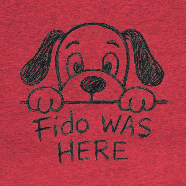 Fido Was Here – Funny Hand-Drawn Dog Doodle Design by DonWillisJrArt