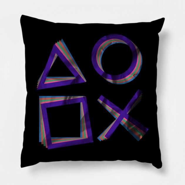 Paper Playstation Swirl Pillow by casualteesinc