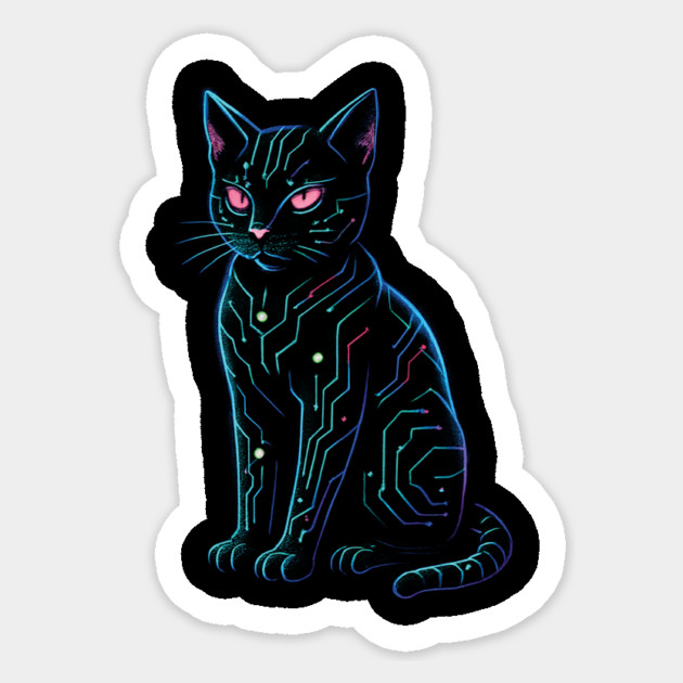 Cyberpunk Cat Sticker by stayfrostybro