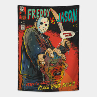 Aesthetic Freddy Krueger vs. Jason Voorhees Horror Movie Tapestry
