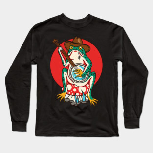 Old School Tattoo Frog Playing Banjo – Americana Flash Art Long Sleeve T-Shirt