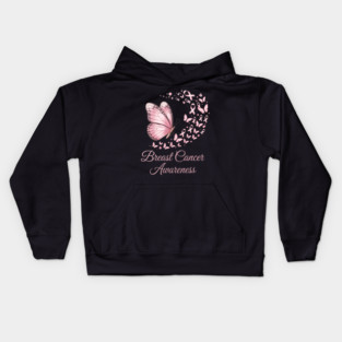Breast Cancer Awareness Butterfly Kids Hoodie