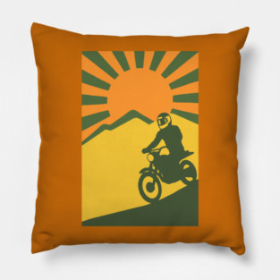 Rather be Riding a Sunrise Trail – Retro Motocross Style Pillow