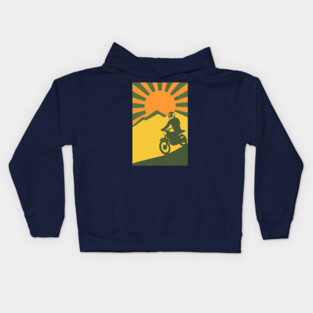Rather be Riding a Sunrise Trail – Retro Motocross Style Kids Hoodie