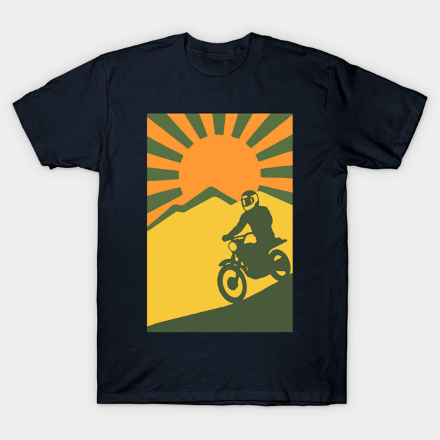 Rather be Riding a Sunrise Trail – Retro Motocross Style T-Shirt by DonWillisJrArt