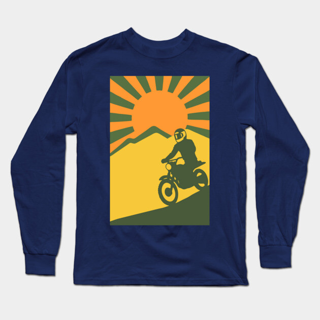 Rather be Riding a Sunrise Trail – Retro Motocross Style Long Sleeve T-Shirt by DonWillisJrArt