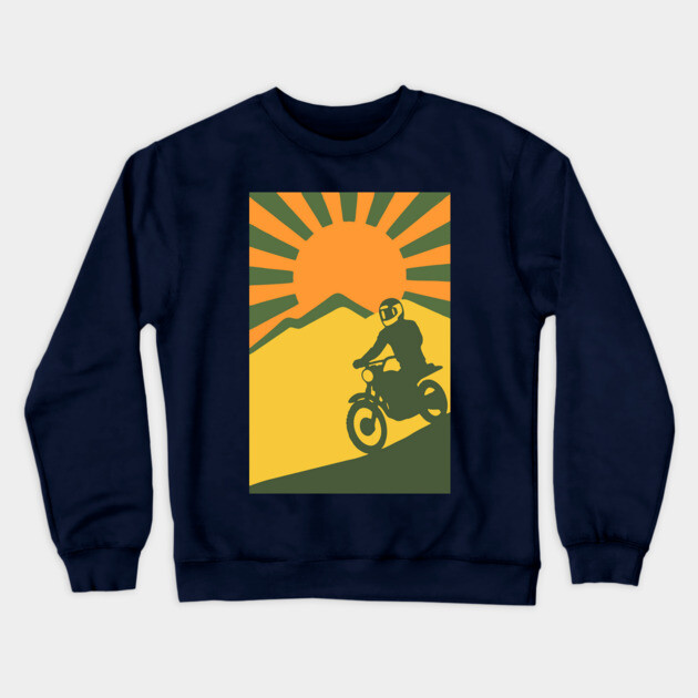 Rather be Riding a Sunrise Trail – Retro Motocross Style Crewneck Sweatshirt by DonWillisJrArt