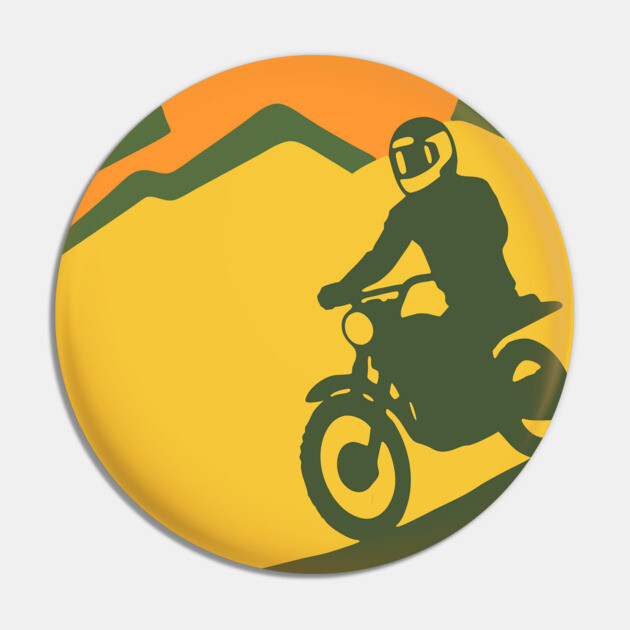Rather be Riding a Sunrise Trail – Retro Motocross Style Pin by DonWillisJrArt