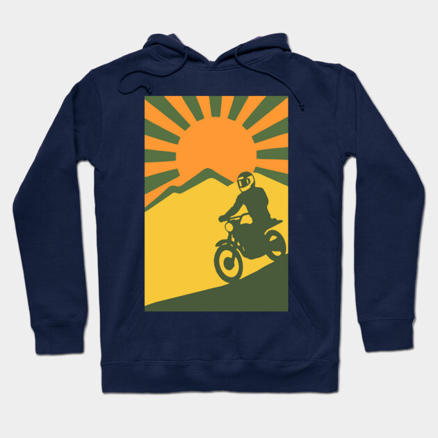Rather be Riding a Sunrise Trail – Retro Motocross Style Hoodie by DonWillisJrArt