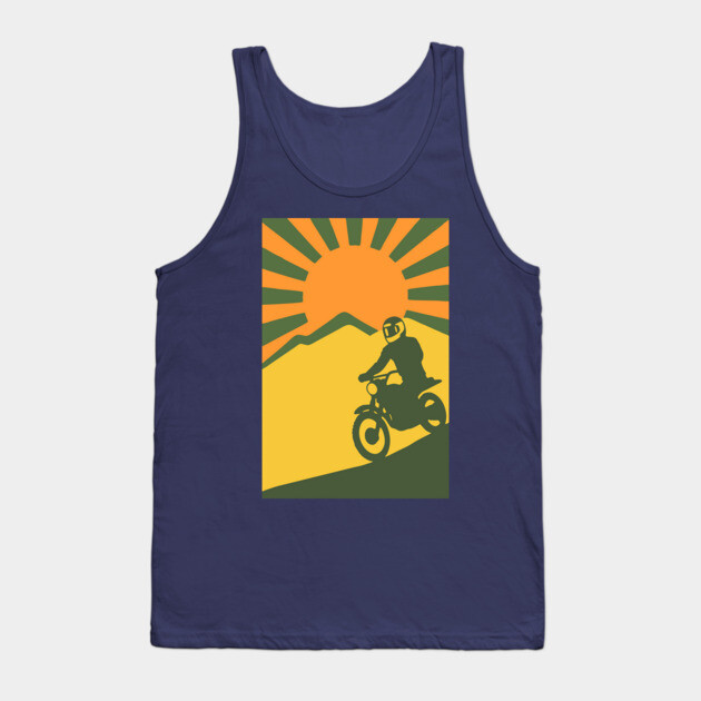 Rather be Riding a Sunrise Trail – Retro Motocross Style Tank Top by DonWillisJrArt