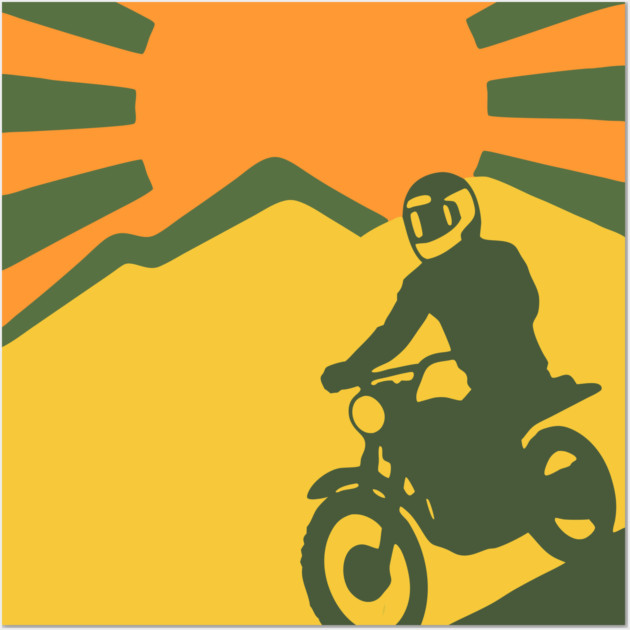 Rather be Riding a Sunrise Trail – Retro Motocross Style Wall Art by DonWillisJrArt