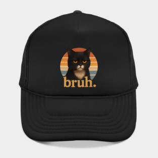 Bruh Cat – Funny Black Cat Face Meme  Retro Gift Hat