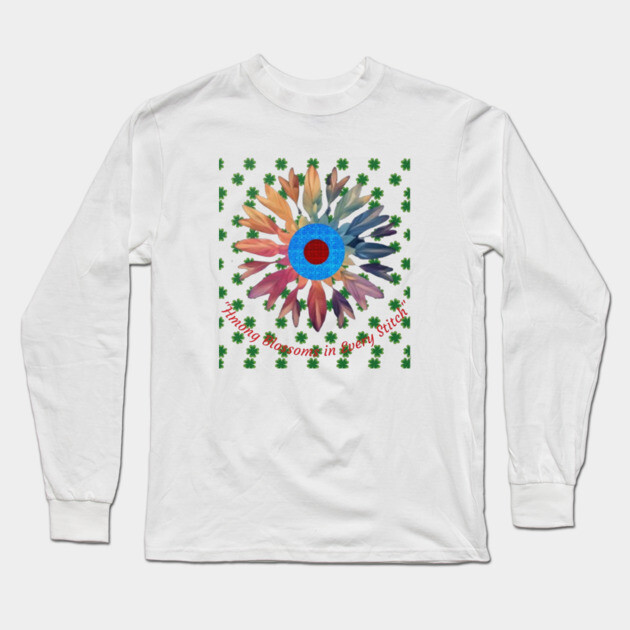 Hmong Blossoms in Every Stitch – Floral Heritage Pattern Long Sleeve T-Shirt by Pimcolle
