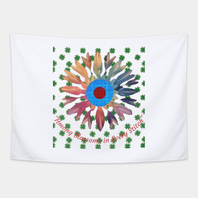 Hmong Blossoms in Every Stitch – Floral Heritage Pattern Tapestry by Pimcolle