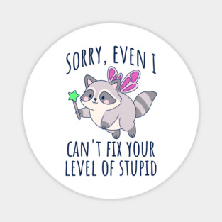 Funny Snarky Raccoon Fairy Can't Fix Your Level of Stupid Magnet