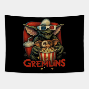 Gremlins Movie T-Shirt | Gizmo & Stripe Retro Horror Comedy Tee Tapestry