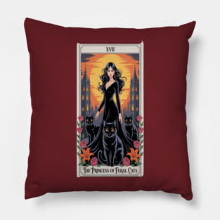 The Princess Of Feral Cats Tarot Card Pillow