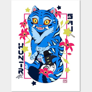 Kpop Demon Saja Huntrix Blue Tiger And Bird Posters and Art