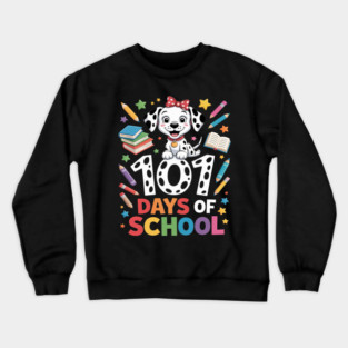 100 Days Of School Dalmatian Dog Boy Kid 100th Day Of School Crewneck Sweatshirt