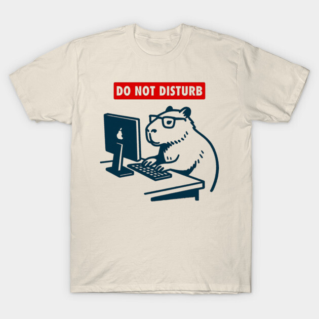 Do Not Disturb Capybara Laptop Tee T-Shirt by Nerd Studios