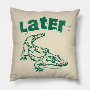 Later Alligator – Distressed Retro Reptile Graphic Pillow
