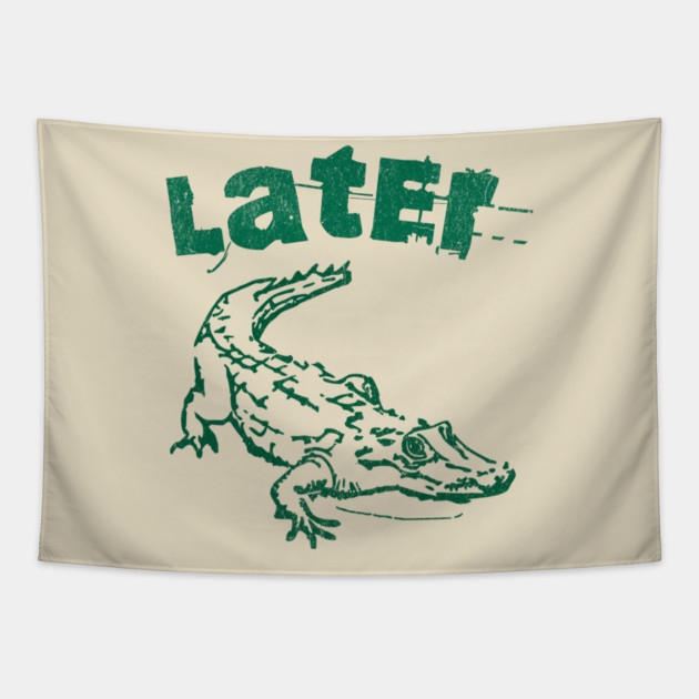 Later Alligator – Distressed Retro Reptile Graphic Tapestry by DonWillisJrArt