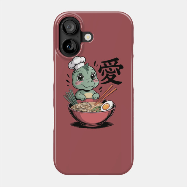 Dinosaur Ramen Noodles Japanese Kawaii Anime Phone Case by The WYLD Tribe